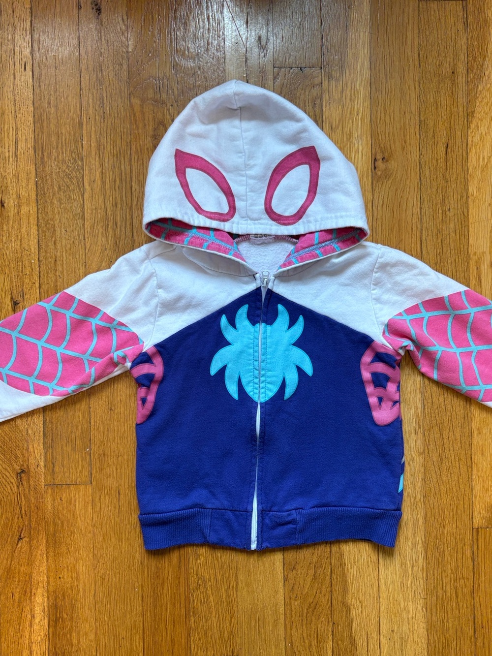 Marvel Girls Hooded Zip Sweatshirt - Navy, White & Pink